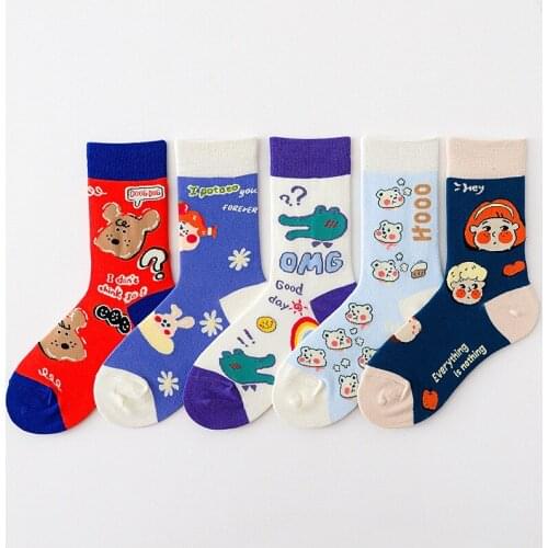Socks Female Cartoon Candy Color Cute Woman Bear Socks Hip Hop Street Cool Couple Four Seasons Cotton Socks In The Tube