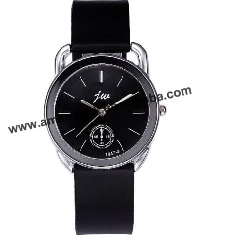 New Fashion Roman Women Silicone Watch Black Case Quartz Watch Hot Sale Women Dress Watches jw 1947-3