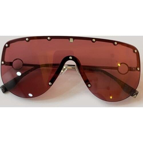 New Fashion Shield Style Gradient Sunglasses Women Vintage Rivets Brand Design One Piece Sun Glasses Oculos De Sol