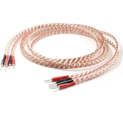 Pair hi-end VS904 HIFI Fidelity speaker cable with pure copper Spade to banana plug audiophile Loudspeaker Cable HIFI