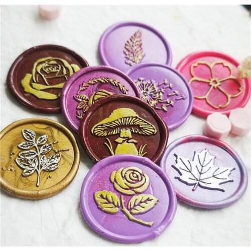 Plant leaf wax seal stamp forest Dandelion wreath Ginkgo cactus cotton rose Cherry blossoms mushroom Maple leaf sealing stamps