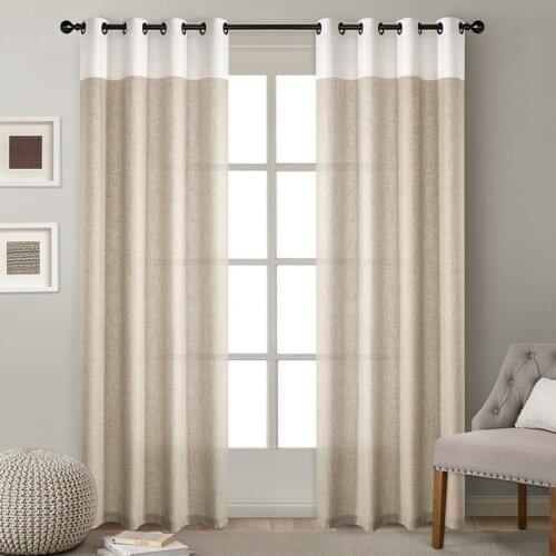 Simple Linen Stitching Curtains Solid Shade Curtain Cloth Living Room Bedroom Curtain Finished Multi-color Optional