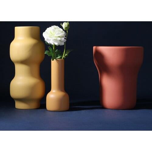 Nordic light luxury ceramic vase Morandi color designerWAHAWAHAdecoration home living room model room soft decoration decoration