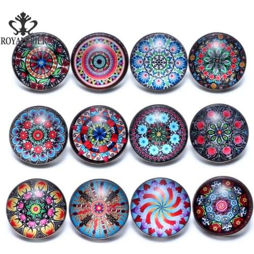 12pcs/lot Mixed 18mm Glass Snap Buttons Jewelry For Women 20 Designs Print Fit Snap Bracelet Snaps Jewelry Wholesale