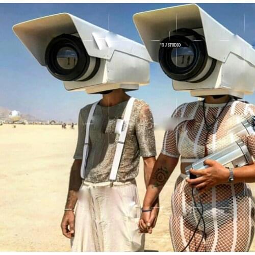 LED nightclub show Space man Telescope helmet atmosphere props stage headwear party headress