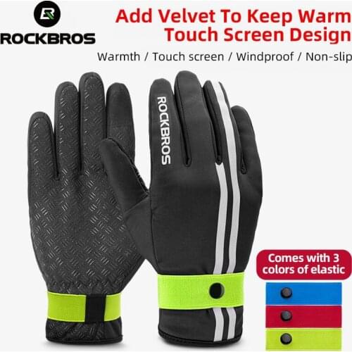 ROCKBROS Cycling Full Gloves Warmer Bike Sports Gloves Touch Screen MTB Bicycle Handwear Scooter Motorcycle Full Finger Gloves