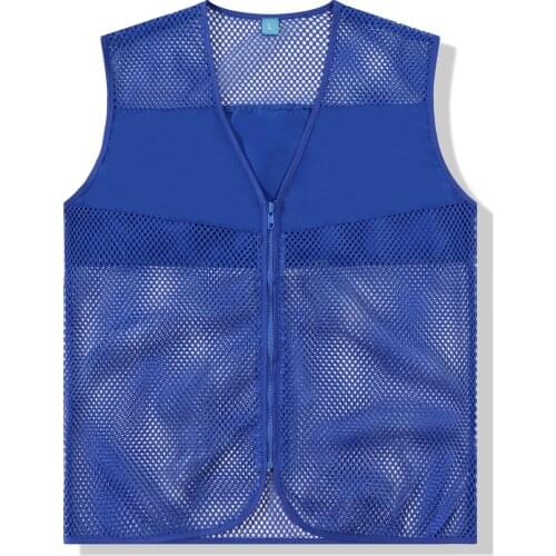Blue Mesh Fishing Net Cloth Vest Custom Custom Safety Vest V-neck Sleeveless Vests for Men Oversize Xxxl Boys Work Cycling Vest