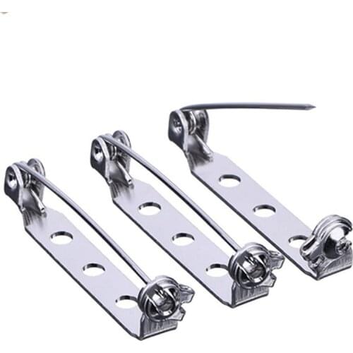 10Pcs Metal Pins Badge Holder Silver Brooch 20/25/32/38mm Pins Back Safe Locks Locking Clasp Pin Holder Clothes Accessories