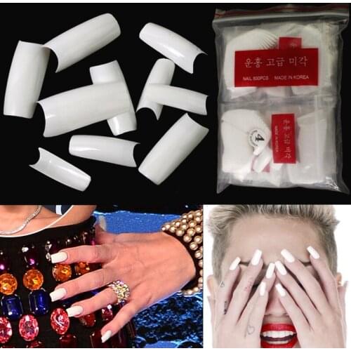 100pcs White Full Cover Acrylic Nail Tips False Nail Art Tips Full Nail Tips With Plastic Box