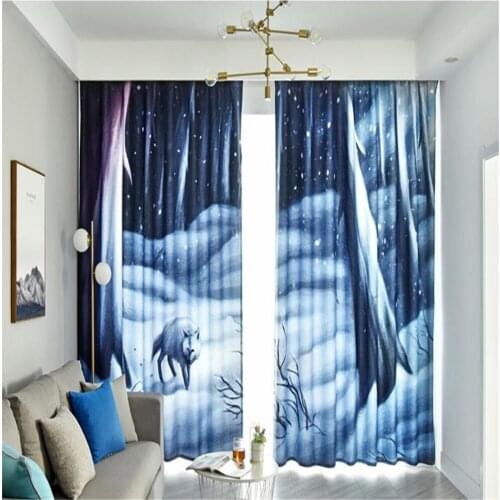 New simple style bedroom living room bay window French window personality creative thickening blackout curtains 3d curtains