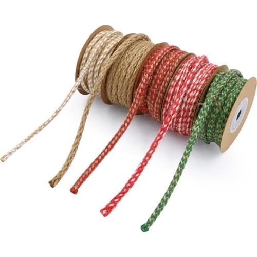 5yards/lot 8 Strands Hit Color Woven Cotton Linen Rope for DIY Crafts Bouquet Packing Gardening Home Decor Lace Ribbons