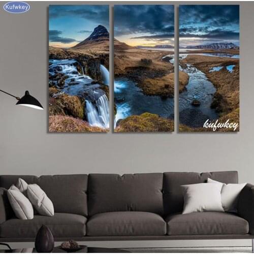 Diamond mosaic needlework 3pcs 3d diy diamond painting landscape cross stitch full square drill 5d diamond embroidery home decor