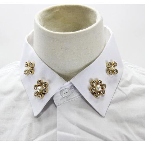 White Shirt Fake Collars Floral Beads Lapel Detachable False Collar for Women Vintage Sweater Faux Col Female Removable Neck Tie