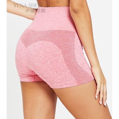 Seamless Yoga Shorts Women Push Up High Waist Fitness Sports Short Female Fitness Gym Run Jacquard Fitness Three-Quarter Pants