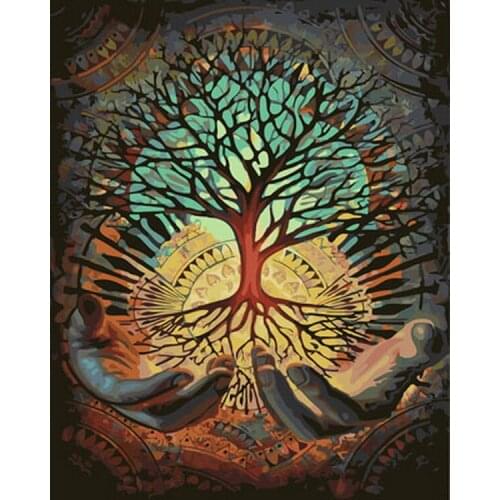 Frameless picture oil painting by numbers wall decor diy painting on canvas for home decor 4050 flying tree