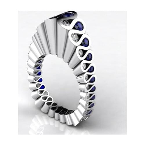 Noble womens palace retro style group set with blue zircon ring magazine models to send female birthday female ring