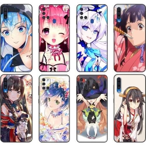 Black tpu Case For Samsung Galaxy A50 50S A30S A10 A01 A11 A21S A31 A41 A51 A71 M21 M30S S10 LITE Cover kawaii girl anime