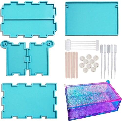 Hot Sale! 1 Set Tool Jewellery Storage Box Epoxy Resin Mold Container Casting Silicone Mould DIY Crafts Making Tools