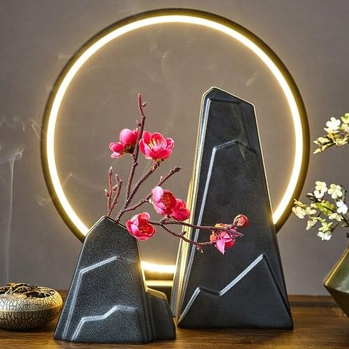 Flower Vase Home Decoration Accessories Chinese Rockery Vase Ceramic Art Plant Vase Living Room Decoration Room Decor Aesthetic