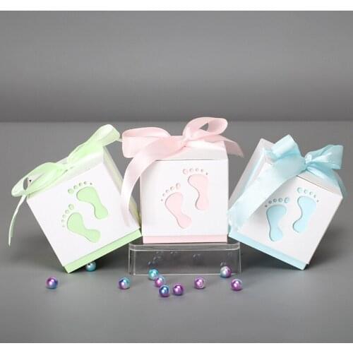 5Pcs/Lot Wedding Invitations Pearlescent Paper Boxes Wedding Candy Box Feet Shape Party Wedding Baby Shower Favor Gift Boxes