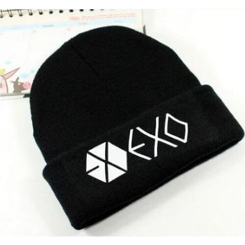 Kpop exo women with hats caps winter hat unisex snow Flexible black caps Hip Hop Cap Skullies k-pop EXO daily hot