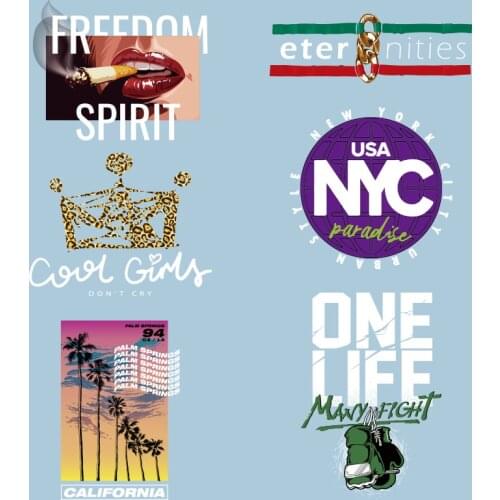 Cool European And American Patterns Heat Transfer for Clothing Printed Patches for Clothing DIY T-shirt Heat Transfer Washable