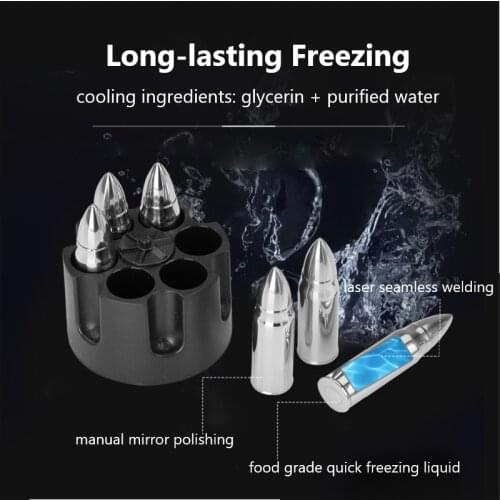 Bullet Whiskey Stones Cool Gadgets Stainless Steel Ice Cubes Reusable Chilling Stones Whiskey Wine Keep Drink Cold Kitchen Tools