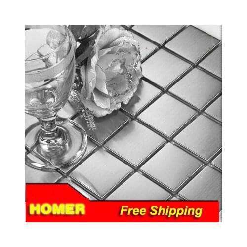 Square 304 Stainless Steel Metal Mosaic Tile ,Silver White Color Metal Mosaic For Kitchen Backsplash Tiles FREE SHIPPING
