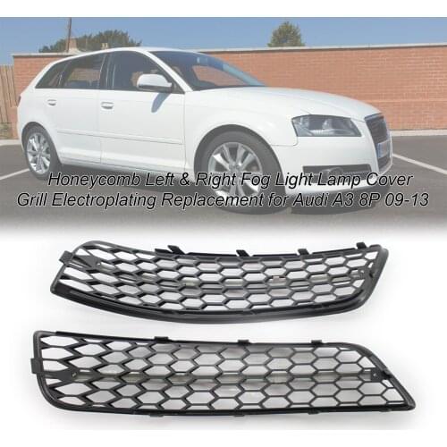 Honeycomb Left & Right Fog Light Lamp Cover Grill Electroplating Replacement for A3 8P 09-13