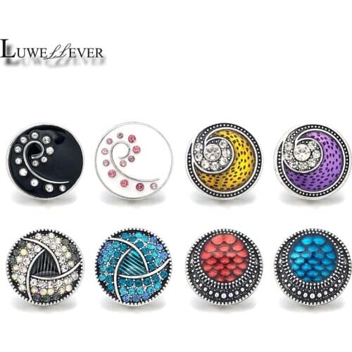 Whirl Component 076 Crystal 18mm Metal Snap Button For Bracelet Necklace Interchangeable Jewelry Women Accessorie Findings