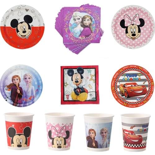 Minnie Mouse Mickey Mouse Frzen Car Birthday Party Decorations 8 People Disposable Plate Cup Tablecloth Party Supplies Sets