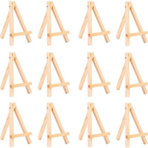 12pcs Tiny Mini Wood Table Easels Set for Paintings Craft Small Acrylics Oil Projects Desktop Display Stand 3 inch x 5 inch