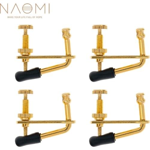NAOMI 4 pcs Golden Violin Fine Tuners String Adjusters 3/4 4/4 Violin Alloy Tuners Spinner Fiddler Strings Adjuster With cushion