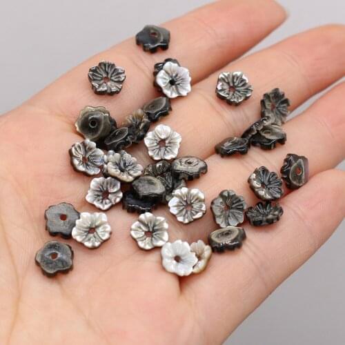 Natural Black Petal-shaped Shells Loose Beads Handmade Crafts DIY Necklace Bracelet Earrings Jewelry Accessories 8x8mm