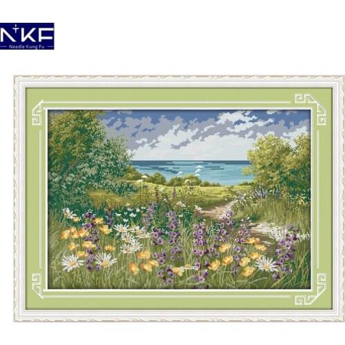 NKF Chinese Cross Stitch Patterns Cliffside path Create Designs Embroidery Needlework Cross Stitch Patterns For Home Decoration