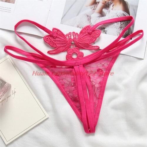 New Lady Pearl Chain Couple Flirt Sexy Thong Panties Sexy Bikini Butterfly Lace Underwear Body Jewelry For Women Valentines