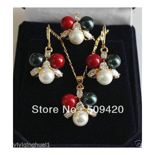 New Beautiful color shell pearl pendant necklace earrings ring