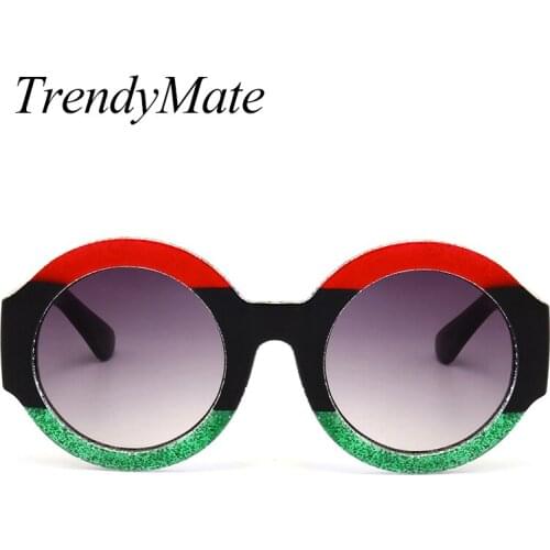 TrendyMate 2018 Newest Round Sunglasses Women Luxury Italy Brand Designer Red Green Sun Glasses For Female Vintage Gafas 1229T