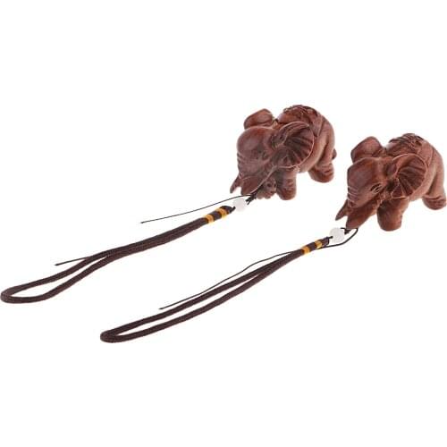 1 Pair Couples Elephant Sculpture handiwork Wooden Pendants Ornaments Fortune Lucky Gifts