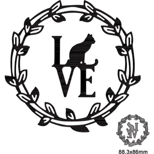 Round Frame Letter Love Cat Animal Cutting Dies For DIY Scrapbooking Decorative and Card Making Embossing Craft 2021 New