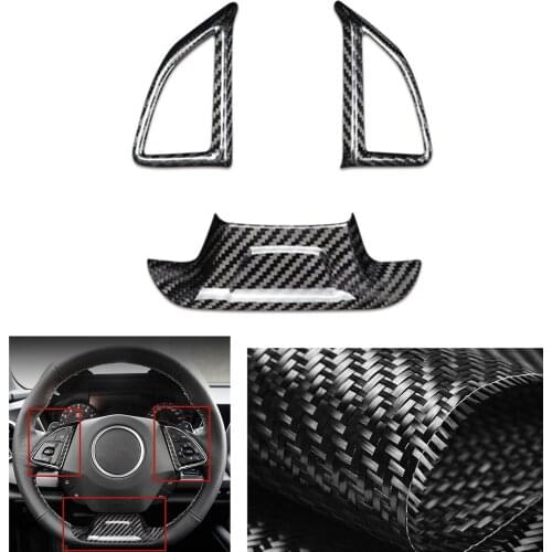 Steering Wheel Knob Switch Key Button Cover Trim Carbon Fiber Frame Sticker For Chevrolet Camaro 2016-2020