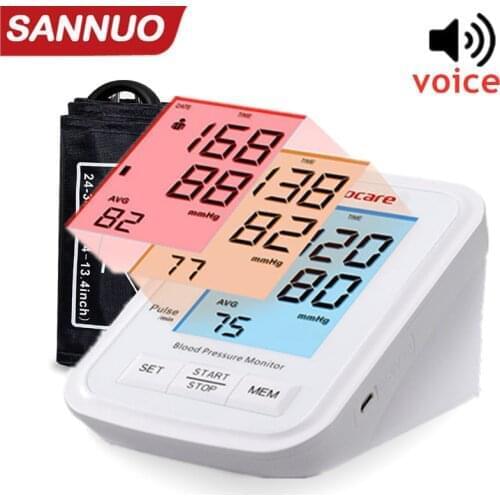 Sinocare Blood Pressure Monitor Tensiometer Upper Arm Automatic Digital BP Machine Pulse Heart Rate Monitor