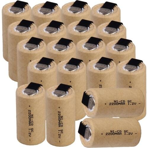 20 pcs SUBC battery 1.2v 2200mah nicd SC battery replacement for power tools for dewalt for bosch for hitachi for metabo