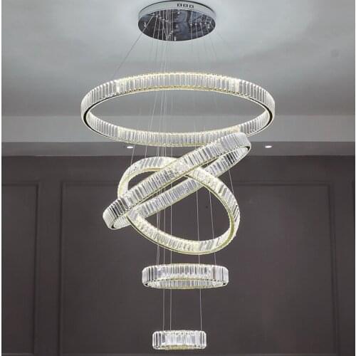 2021 Modern Simple Light Luxury Atmosphere Villa Living Room Dining Room Lamp Duplex Rotary Staircase Long Chandelier