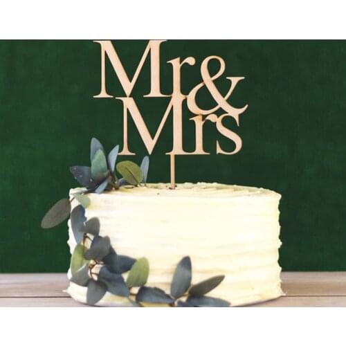 Wedding cake topper, Bride and Groom shower cake topper, color wood acrylic gold mirror, Mr & Mrs wedding cake decor Supplies