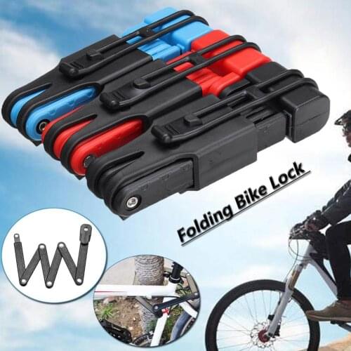 Alloy Steel Bicycle 6-section Folding Lock Highly Anti-theft Performance Safety Tool Mountain Bike Road Racing Motorcycle 3Color