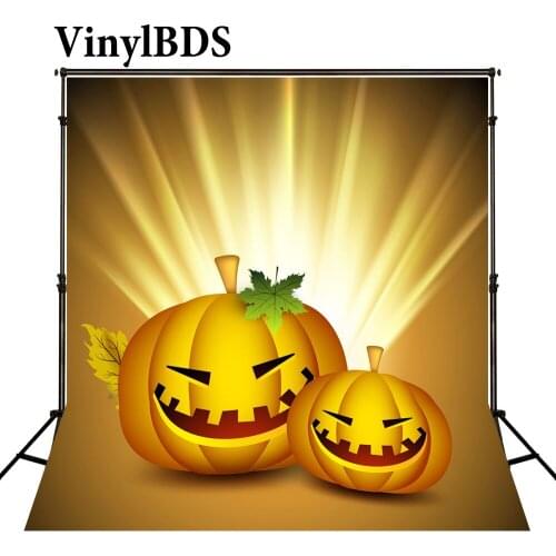 VinylBDS Halloween Background Lantern Pumpkins Photography Background Halloween Yellow Light Leaf Background Customize Backdrop
