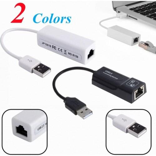 2 Colors External Network Card With Cable USB2.0 To RJ45 100Mbps Free Drive 100M Transmission Net Adapter