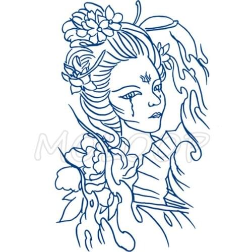 Juice Tattoo Sticker Tearful Girl Flower Flame Waterproof Temporary Makeup Fake Tatoo for Women Men Lasting To 5 -15 Days