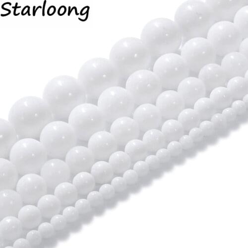 High Quality Natural Stone White Porcelain Round Loose Strand Beads 4/6/8/10/12mm 15" for Jewelry Making Bracelet Diy beads